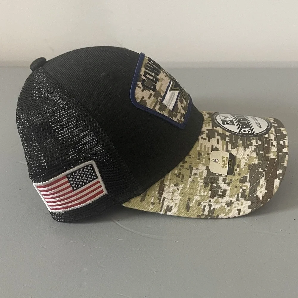 New Era Hat NFL Dallas Cowboys Black Camo‎ Adjustable Salute To Service 9Forty